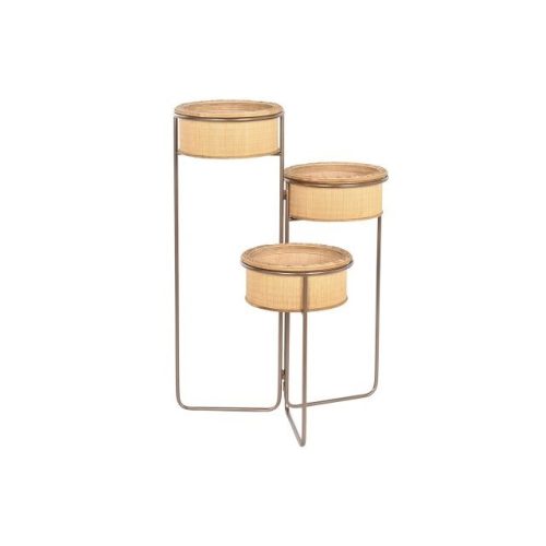 Kaspó bambusz, fém 55x42x79 cm barna, fekete