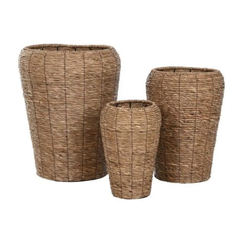 Kaspó szett vesszõ 44x44x60 cm barna S/3