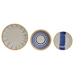   Étkészlet szett kõ 26,5x26,5x3 cm kék, fehér, sárga S/18