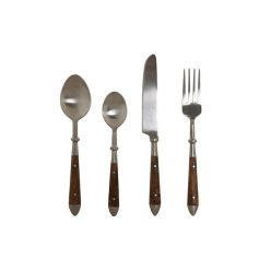   Evõeszköz készlet inox, akácfa 4,5x2x20 cm natúr, ezüst S/16