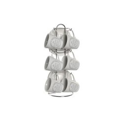 Kávés készlet kõ, fém 11x11x2 cm fehér S/6