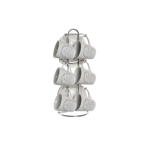 Kávés készlet kõ, fém 11x11x2 cm fehér S/6