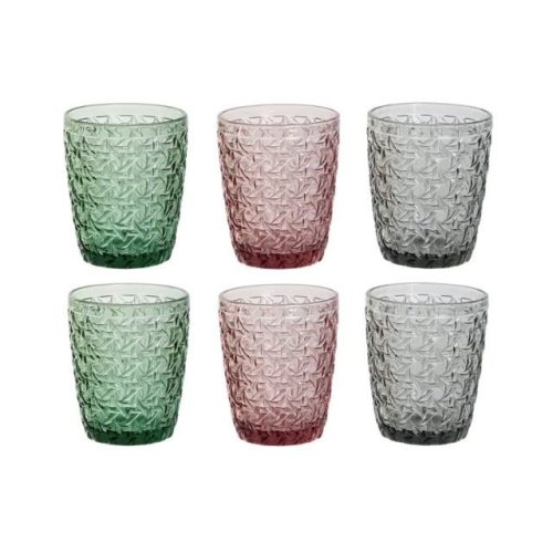 Pohár szett üveg 8x8x10 cm színes S/6