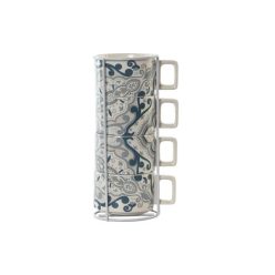   Kávés készlet dolomit, fém, bambusz 11x11x27 cm színes S/4