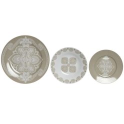 Étkészlet porcelán 27x27x2 cm bézs, fehér S/18