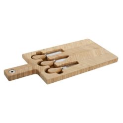   Vágódeszka szett sajthoz bambusz, inox 41x18,3x2 cm natúr S/4