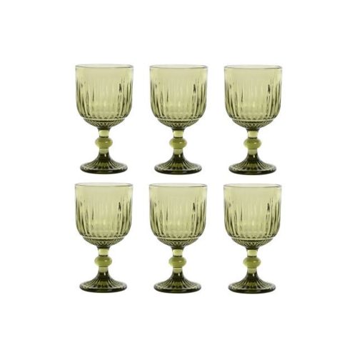 Talpas pohár szett 380 ml üveg 9x9x16,5 cm zöld S/6
