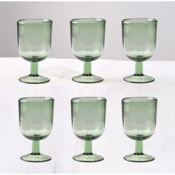 Talpas pohár szett 300 ml üveg 8x8x14 cm zöld S/6
