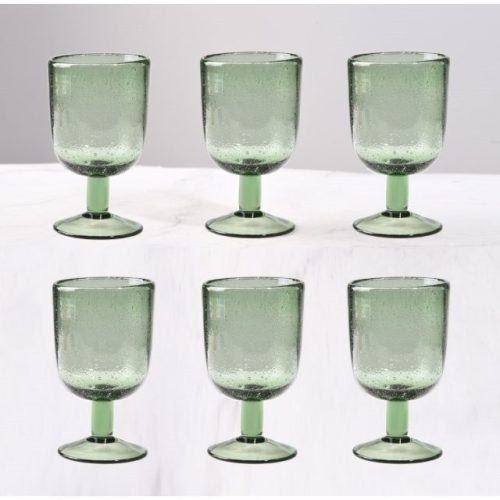 Talpas pohár szett 300 ml üveg 8x8x14 cm zöld S/6