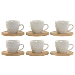   Kávés szett 90 ml porcelán, bambusz 10,5x10,5x0,8 cm fehér S/6