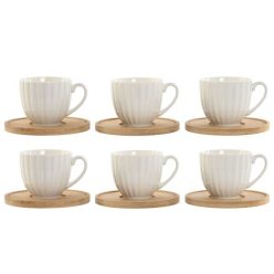   Kávés szett 90 ml porcelán, bambusz 10,5x10,5x0,8 cm fehér S/6