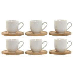   Kávés szett 90 ml porcelán, bambusz 10,5x10,5x0,8 cm fehér S/6