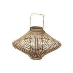 Gyertyatartó bambusz, üveg 41x41x37 cm barna