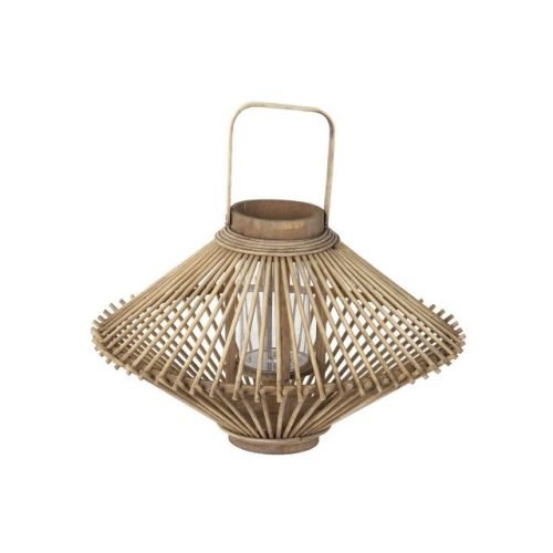 Gyertyatartó bambusz, üveg 41x41x37 cm barna