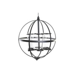 Gyertyatartó fém, üveg 60x60x73 cm fekete