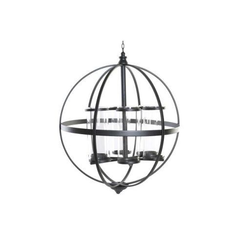 Gyertyatartó fém, üveg 60x60x73 cm fekete