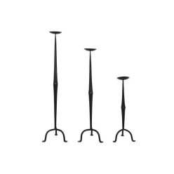 Gyertyatartó szett fém 26x26x107 cm fekete S/3