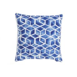 Párna geometrikus poliészter 40x10x40 cm kék, fehér