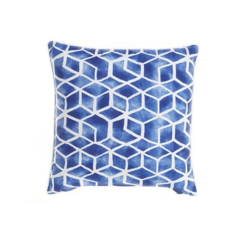 Párna geometrikus poliészter 40x10x40 cm kék, fehér