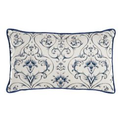 Párna virágos poliészter, bársony 50x10x30 cm kék