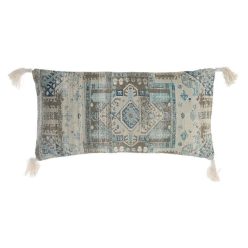 Párna bojtos pamut 60x10x30 cm kék, bézs