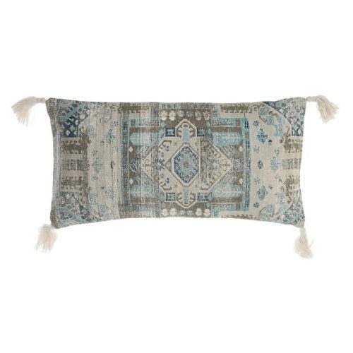 Párna bojtos pamut 60x10x30 cm kék, bézs