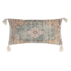 Párna bojtos pamut 60x10x30 cm kék, bézs