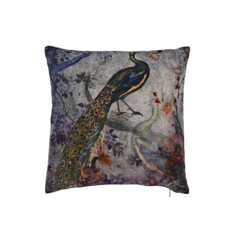 Párna páva pamut 45x10x45 cm sötétszürke