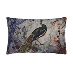 Párna páva pamut 50x10x30 cm sötétszürke, színes