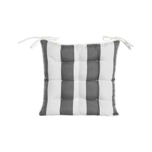 Székpárna csíkos poliészter 40x40x7 cm szürke, fehér