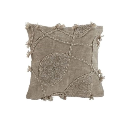 Párna rojtos pamut 45x0x45 cm bézs