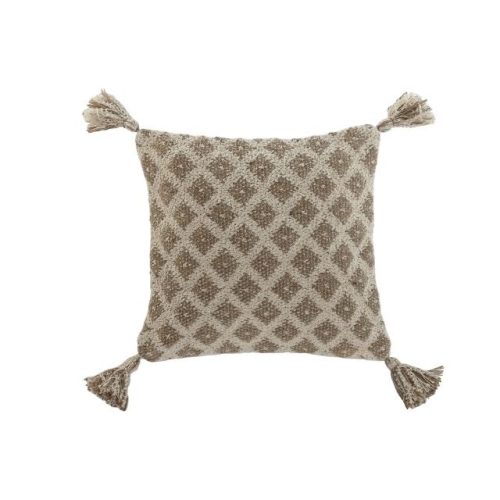 Párna rojtos pamut, juta 45x0x45 cm bézs, törtfehér