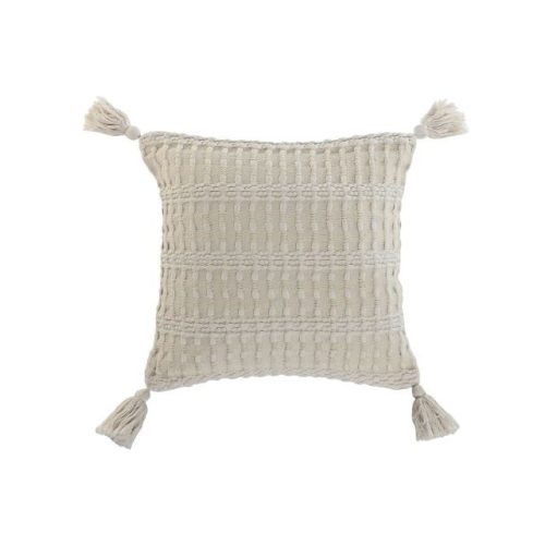 Párna rojtos pamut 45x0x45 cm törtfehér