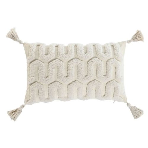 Párna rojtos poliészter 50x8x30 cm törtfehér